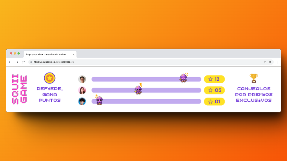 Imagen del Leader Board de referidos de Squinbox